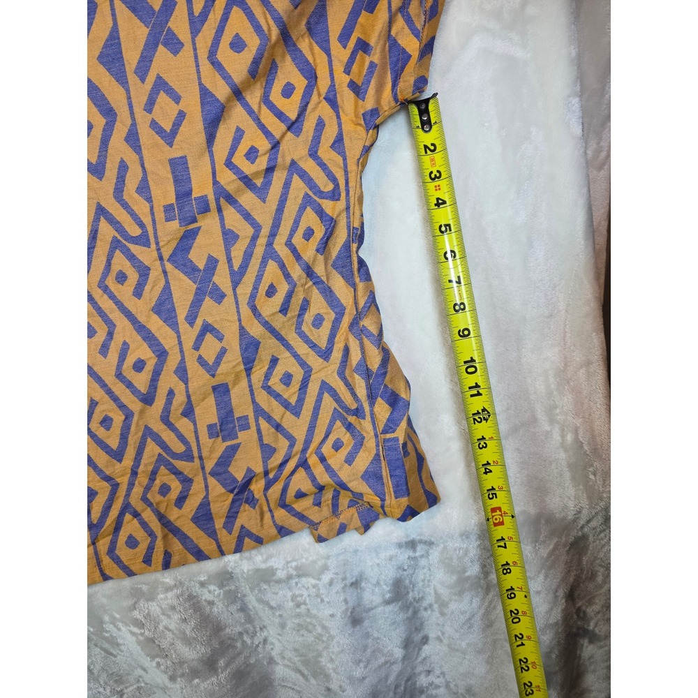 Grand Greece Anthropologie Kimono Cardigan Yellow blue Geometric Viscose Top - Picture 6 of 6